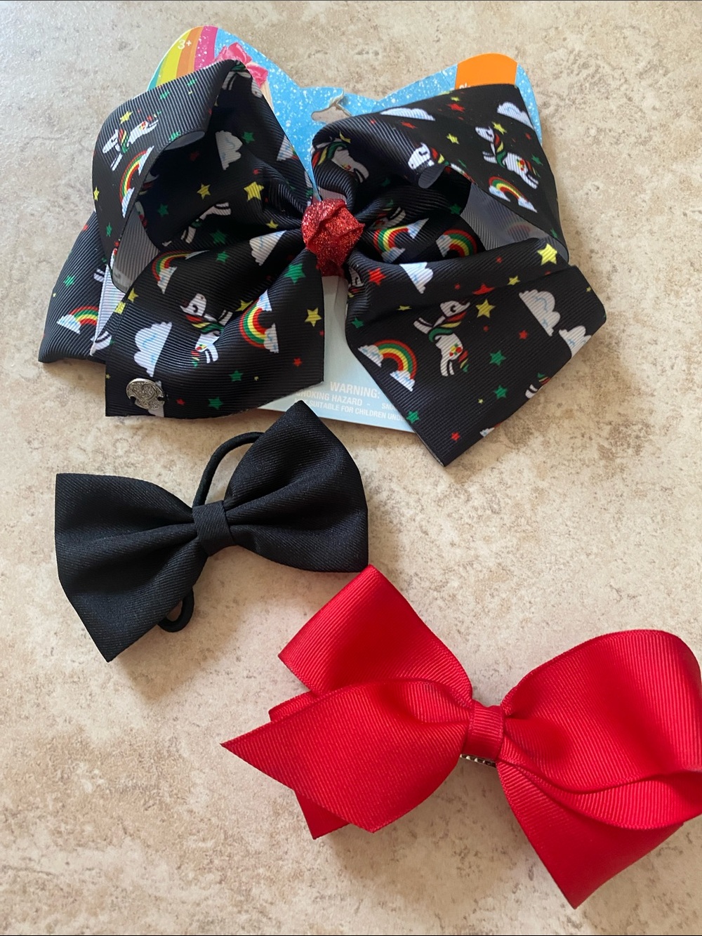 Jojo Siwa Unicorn Hairbow - 6” and 4” Bundle & Pony Tail Holder